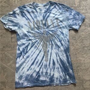 Custom Tie-Dyed NIRVANA Blue White and Gray Band Tee